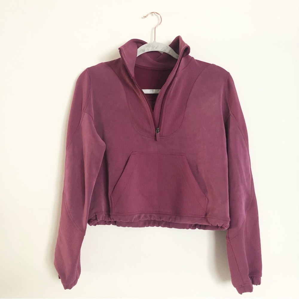 Lululemon Brushed Softstreme Ribbed Half Zip Deep Luxe 2 - Picture 9 of 12